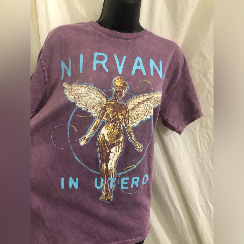 Nirvana in utero 90s y2k washed purple mauve graphic print concert tshirt size M